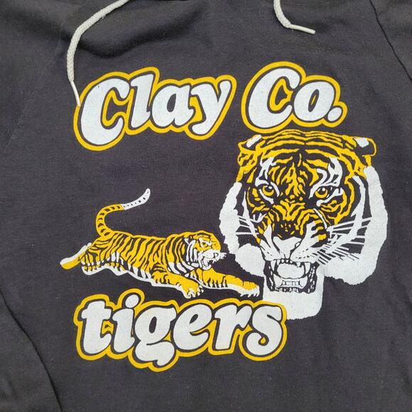 Vintage 80s Clay Co Tigers Shirt Womens 2XS 16x23 Black US - Picture 2 of 11